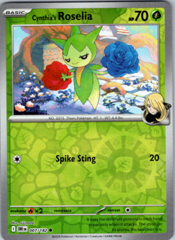 Pokemon Cynthia's Roselia 007/182 Destined Rivals Reverse Holo Foil NM/M - Image 1