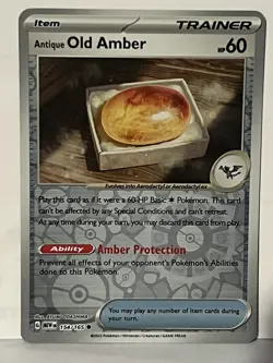 Antique Old Amber Reverse Holo 154/165 SV: Scarlet & Violet 151 NM Pokemon Fast - Image 1