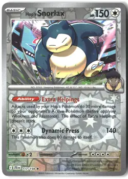 Hop's Snorlax 117/159 Rare Journey Together Pokemon Reverse Holo Lightly Played - Image 1