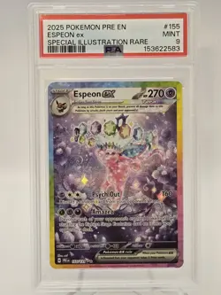 Pokemon Espeon ex 155/131 SV: Prismatic Evolutions SIR Holo PSA 9 🔥📈 - Image 3