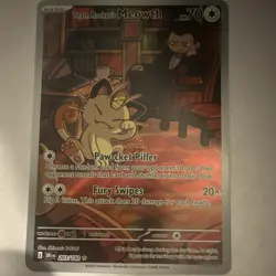 Pokemon Team Rocket's Meowth 203/182 Illustration Rare Full Art Holo EN - Image 1