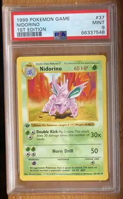 Nidorino #37 1st Edition Base Set 1999 Pokemon Game PSA 9 🍃 - Image 1