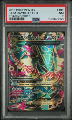 2015 POKEMON XY ROARING SKIES #105 FULL ART/M RAYQUAZA EX PSA 7 - Image 1