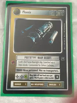 Star Trek CCG 1E First Contact PHOENIX Rare Card NEVER PLAYED - Image 1
