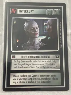 Star Trek CCG 1E First Contact THREE-DIMENSIONAL THINKING Rare Card NEVER PLAYED - Image 1