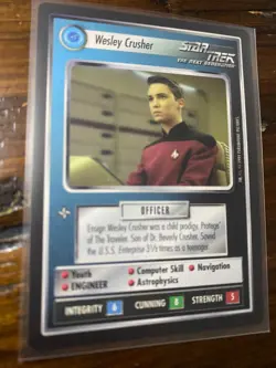 Star Trek CCG 1E 1994 Black Border WESLEY CRUSHER Rare Card NEVER PLAYED - Image 1