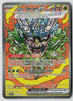 Teal Mask Ogerpon ex 145/131 Holo Prismatic Evolutions Pokemon NM - Image 1