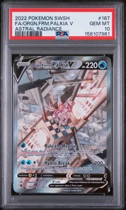 POKEMON SWORD & SHIELD ASTRAL RADIANCE FULL ART/ORIGIN FORME PALKIA V PSA 10 - Image 1
