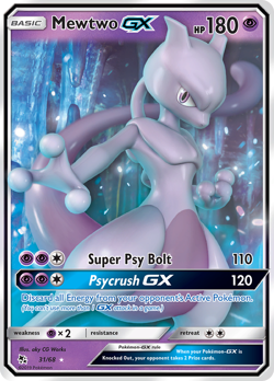 Mewtwo GX 31/68 Holo GX Rare Hidden Fates Pokemon Lightly Played - Image 1