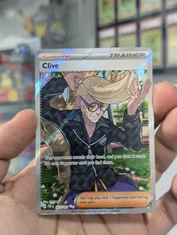 Pokemon Card 2024 Supporter CLIVE Ultra Rare Full Art 227/091 Paldean Fates NM - Image 1