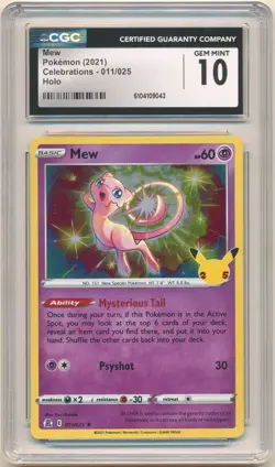 2021 Pokemon Celebrations Mew Holo 011/025 CGC 10 GEM MINT 25th Anniversary - Image 1