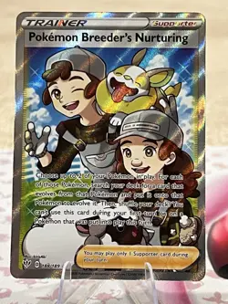Pokemon Breeder's Nurturing (Full Art) 188/189 Swsh03: Darkness Ablaze Holo - Image 1