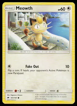 Meowth 101/147 Common Burning Shadows Pokemon Near Mint - Image 1