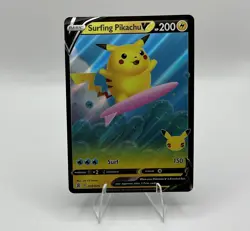 Pokemon TCG Surfing Pikachu V 008/025 Celebrations Holo - Image 1