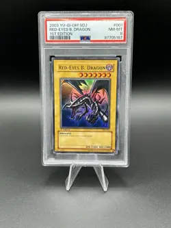 Yugioh 2002 Red Eyes Black Dragon 1st SDJ-001 PSA 8 Ultra Rare - Image 1