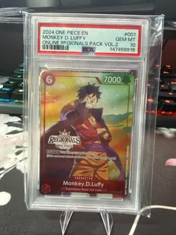 One Piece Monkey D. Luffy P-001 Online Regionals Pack Vol. 2 PSA 10 – 2024 EN Pr - Image 1