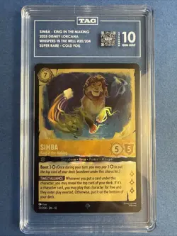 Simba King In The Making 20/204 Super Rare Cold Foil Lorcana TAG 10 Gem Mint - Image 1