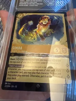Simba King In The Making 20/204 Super Rare Cold Foil Lorcana TAG 10 Gem Mint - Image 5