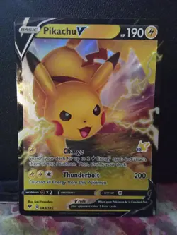 Pikachu V - (#60 Pikachu Stamped) 043/185 Battle Academy 2022 Holo Pokemon Card - Image 1