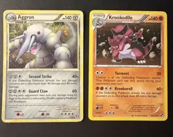 Pokemon HGSS BW Reverse Holo Lot Aggron 1/102 Krookodile 65/114 MP - Image 1