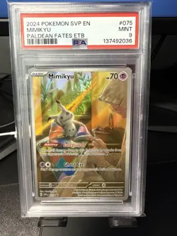 PSA 9 | 2024 Pokemon Scarlet & Violet Mimikyu Paldean Fates ETB Promo #075 - Image 1