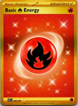 Basic Fire Energy 230/197 Hyper Rare Obsidian Flames Pokemon Near Mint - Image 1