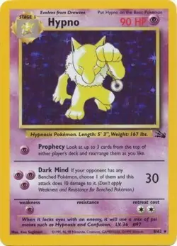 Pokemon Card - Fossil 8/62 - HYPNO (holo-foil) - NM - Image 1