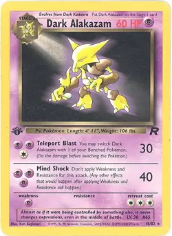 Pokemon Card - Team Rocket 18/82 - DARK ALAKAZAM (rare) **1st Edition** - NM - Image 1