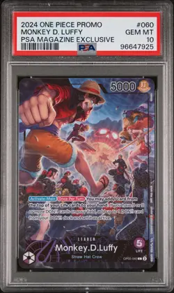 2024 ONE PIECE PROMOS PSA MAGAZINE EXCLUSIVE #060 MONKEY D. LUFFY PSA 10 - Image 1