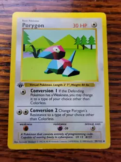 MP! - Porygon 39/102 Base Set Shadowless 1st Edition 1999 Pokemon Card - Image 1