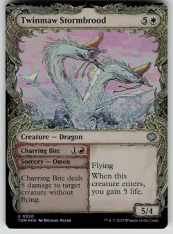 Twinmaw Stormbrood (Showcase) Foil Uncommon Tarkir: Dragonstorm 320 MTG NM 2025 - Image 1