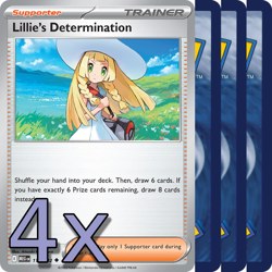 4x Lillie's Determination - NM Playset - Trainer x4 - Pokemon TCG - Image 1