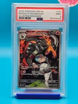 PSA 9 - 2025 POKEMON DRI EN-DESTINED RIVALS 191 TEAM ROCKET'S HOUNDOOM IR - Image 1