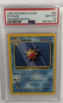 Pokemon Starmie Trainer B Deck 1999 Base Set Card 64/102 PSA 10 Gem Mint - Image 1
