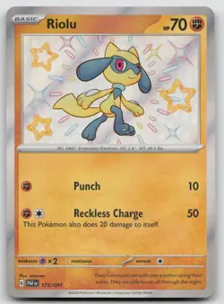 Riolu 173/091 Paldean Fates Pokemon Holo NM Shiny Rare - Image 1