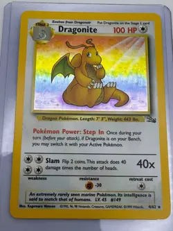 Pokemon Dragonite 4/62 Fossil Holo Rare Unlimited Edition English LP - Image 1