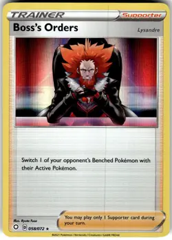 Boss's Orders Holo 058/072 Shining Fates Pokemon NM Fast Ship - Image 1