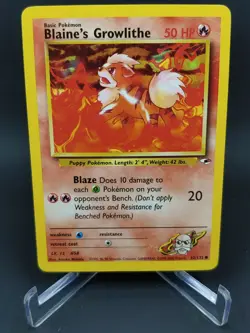 Pokemon Blaine's Growlithe 62/132 Gym Heroes Unlimited LP - Image 1