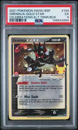 2021 POKEMON SWSH BLACK STAR PROMO #144 GRENINJA-GOLD STAR PSA 5 - Image 1