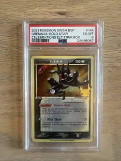 2021 Pokemon SWSH BSP Greninja Gold Star Celebrations Elite TRNR Box #144 PSA 6 - Image 1