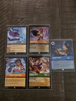 Lorcana Winterspell Epic Mickey Mouse plus 4 other Legendary Cards. - Image 1