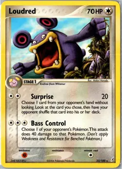 Pokemon Card - Loudred 23/100 Crystal Guardians Rare Lightly Played - Image 1