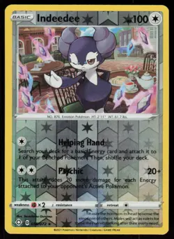 Indeedee 056/072 Holo Rare Shining Fates Pokemon Reverse Holo Lightly Played - Image 1