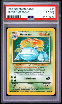 1999 POKEMON BASE SET UNLIMITED #15 VENUSAUR-HOLO PSA 6 - Image 1