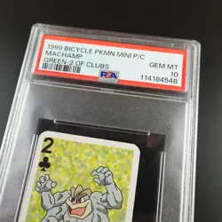 PSA 10 Machamp 2 of Clubs Graded Pokemon Mini Bicycle Card - Image 2