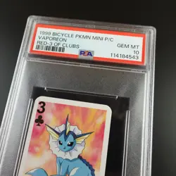 PSA 10 Vaporeon Three of Clubs Graded Pokemon Mini Bicycle Card - Image 2