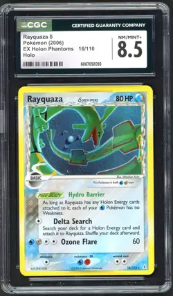 Pokemon Card - CGC 8.5 Rayquaza 16/110 - EX Holon Phantoms - NM/MINT+ - Image 1