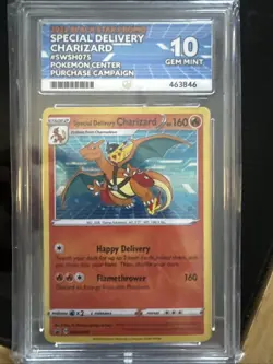 Pokemon TCG Special Delivery Charizard Promo Card SWSH075 ACE 10 GEM MINT - Image 1