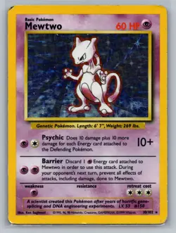 Mewtwo Base Set #010/102 Holo Rare Pokemon Card - Image 1