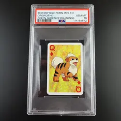 PSA 10 Growlithe Queen of Diamonds Graded Pokemon Mini Bicycle Card - Image 1
